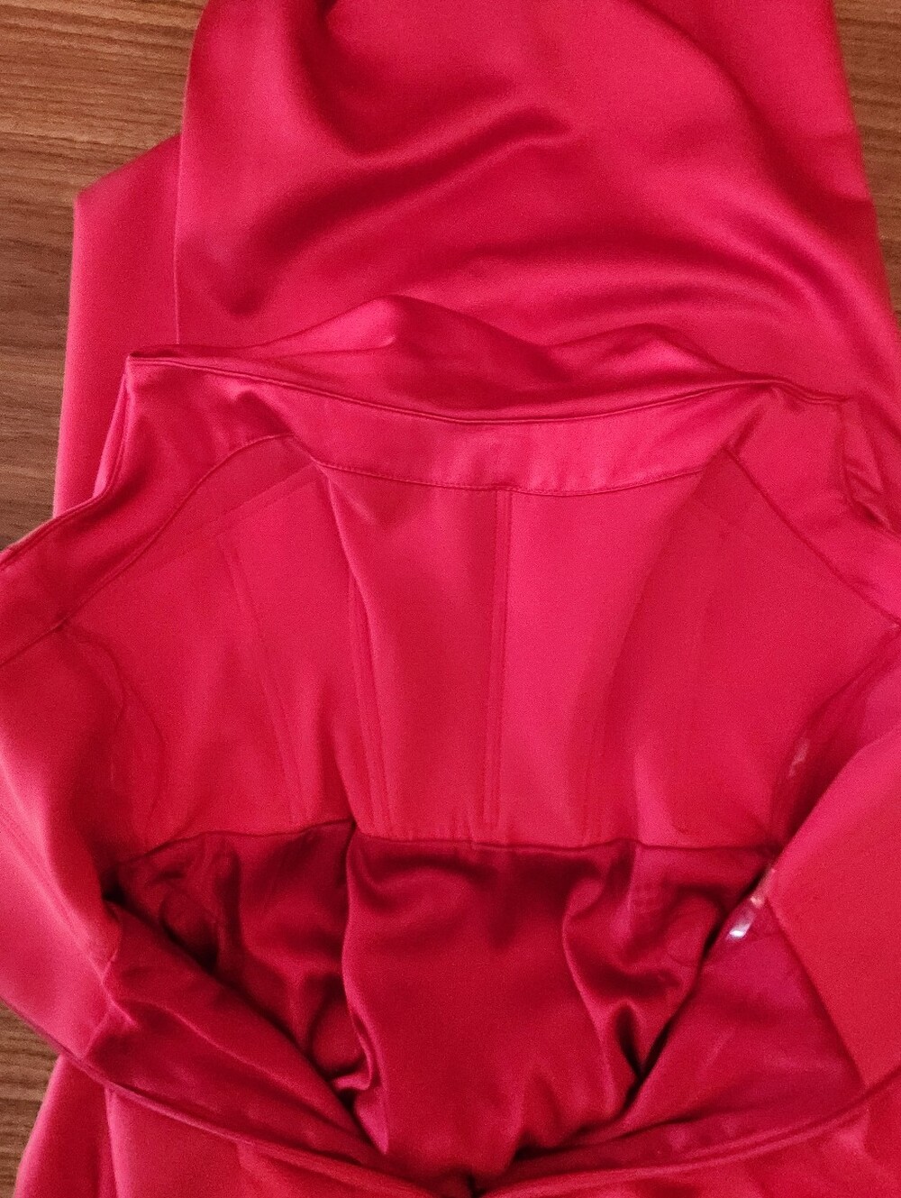 HOUSE OF CB Adrienne Satin Strapless Gown, Scarlet Red, Size M w/ Plus Cups - Picture 7 of 13